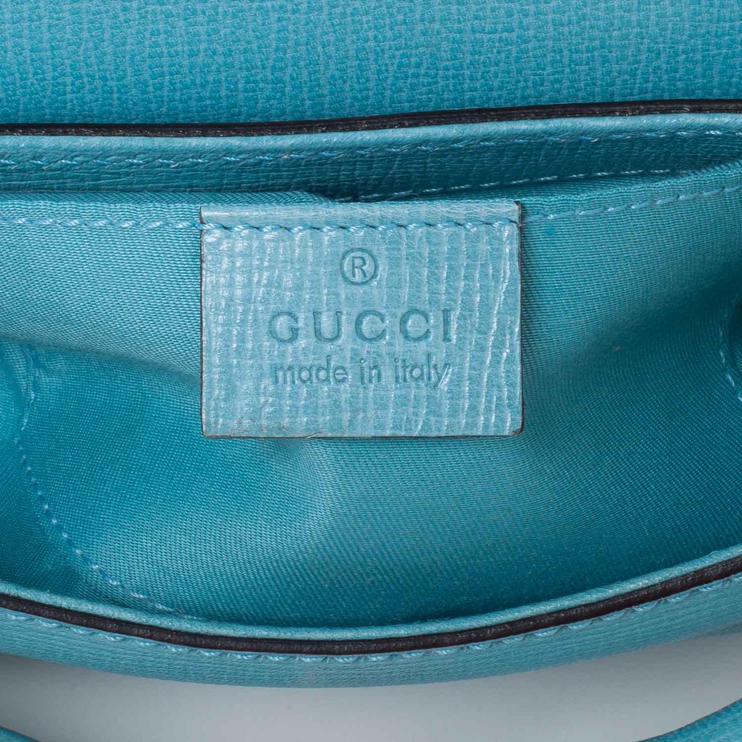 Leather Horsebit Clutch Turquoise