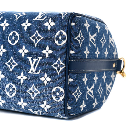 Louis Vuitton Monogram Jacquard Denim Speedy Bandouliere 25 Bleu 8 of 8