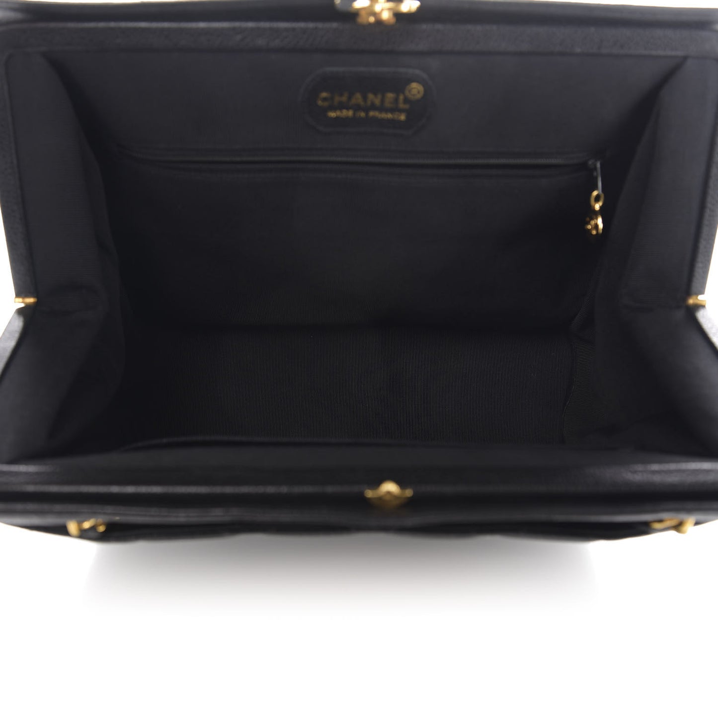 Caviar Quilted Frame Shoulder Bag Black