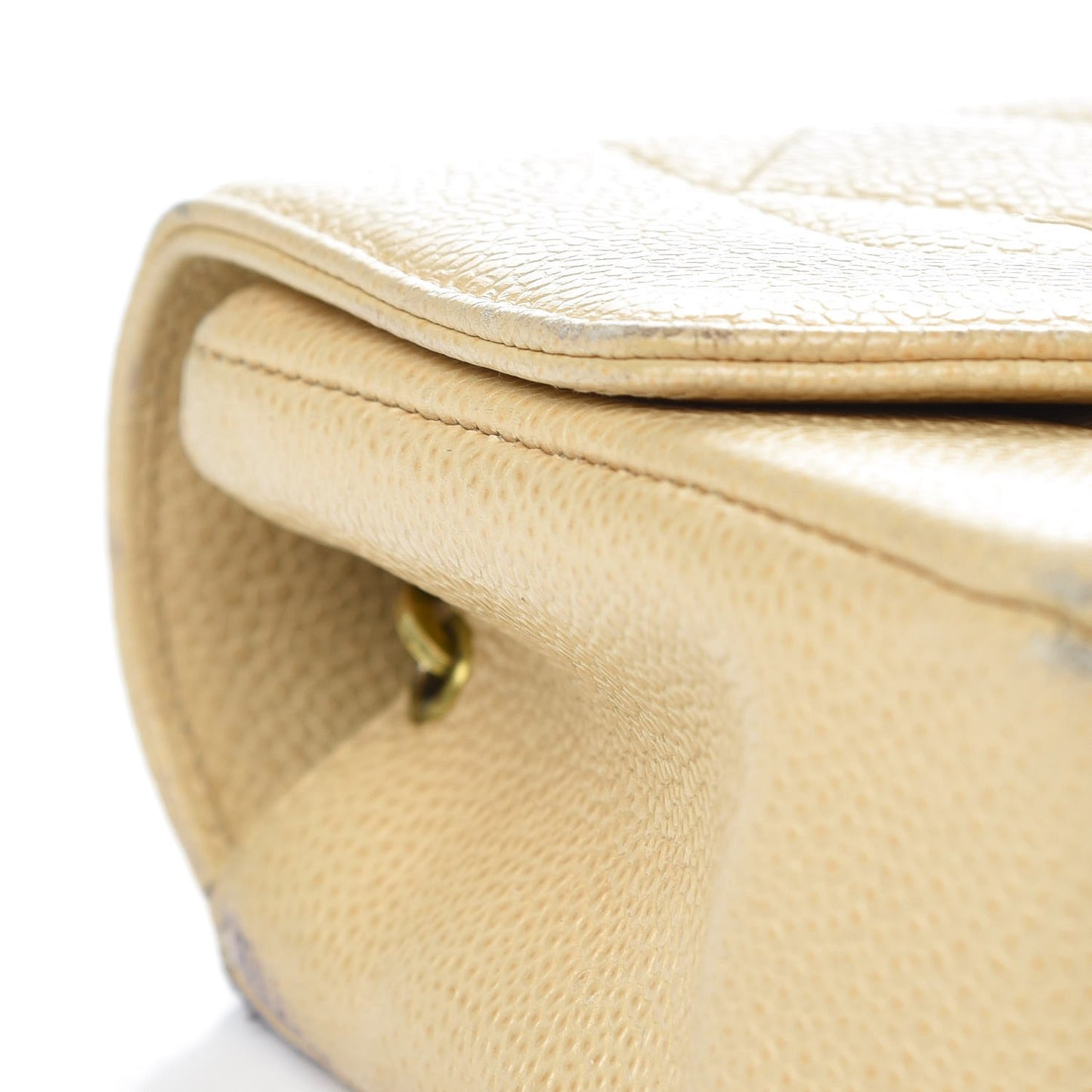 Caviar Quilted Small Single Flap Beige