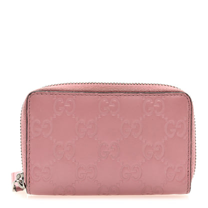 Gucci Guccissima Zip Around Card Case Carmine Rose 1 of 6