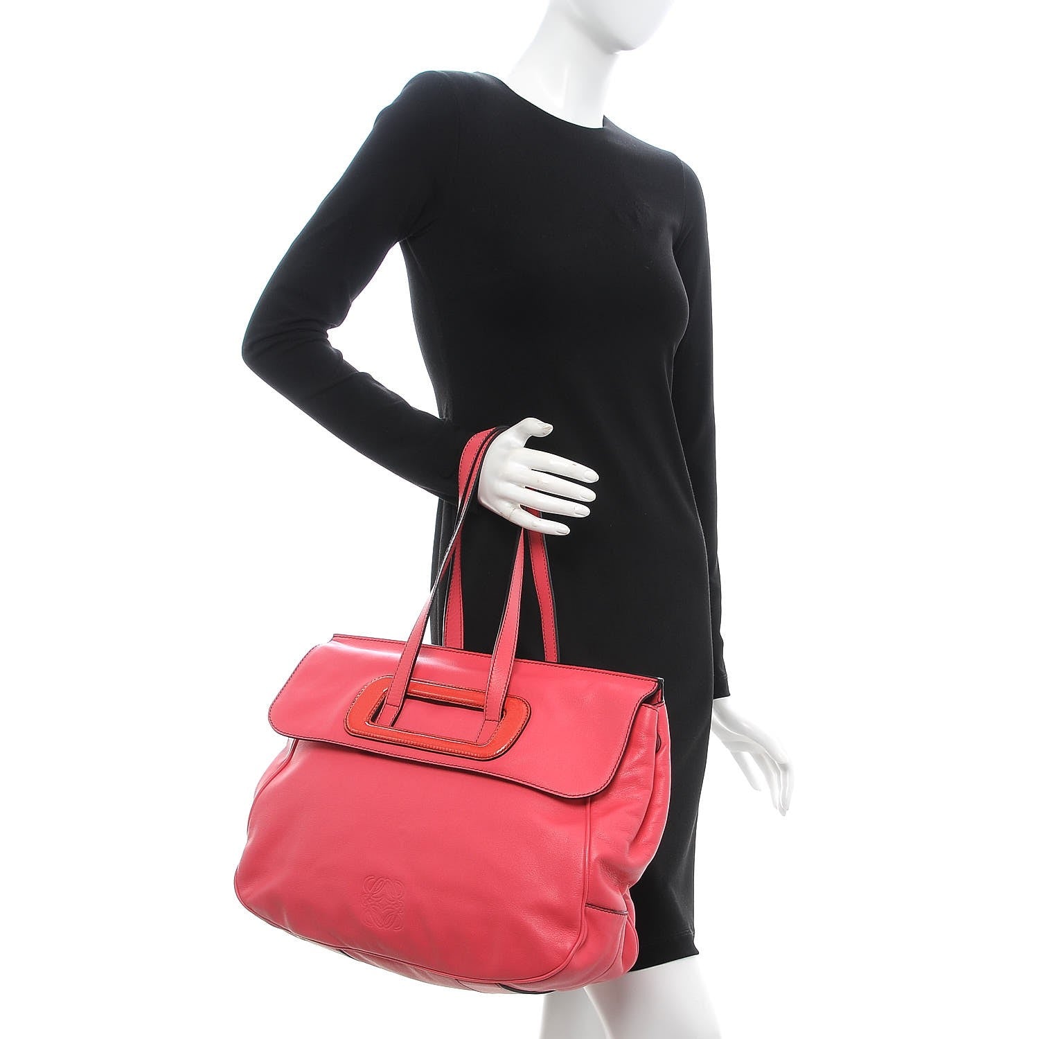 Lanvin LOEWE Calfskin Embossed Shoulder Shopping Tote Pink 2 of 9