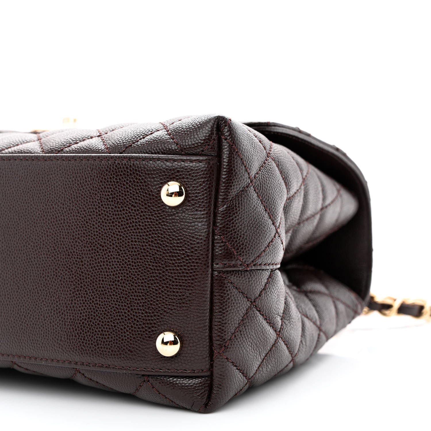 Chanel Caviar Quilted Small Coco Handle Flap Dark Brown 10 of 11