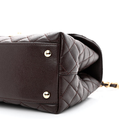Chanel Caviar Quilted Small Coco Handle Flap Dark Brown 10 of 11