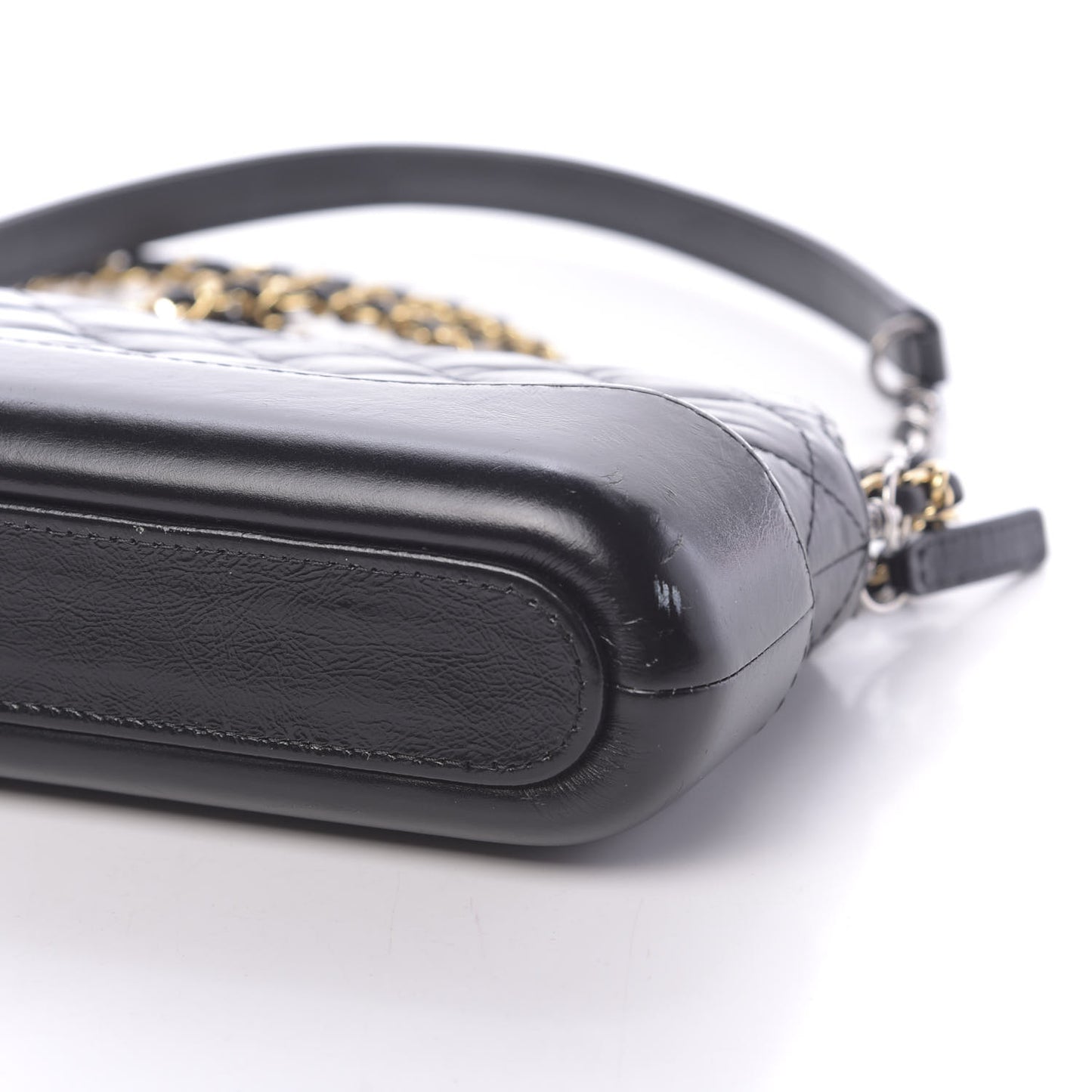 Aged Calfskin Quilted Small Gabrielle Clutch With Chain Black