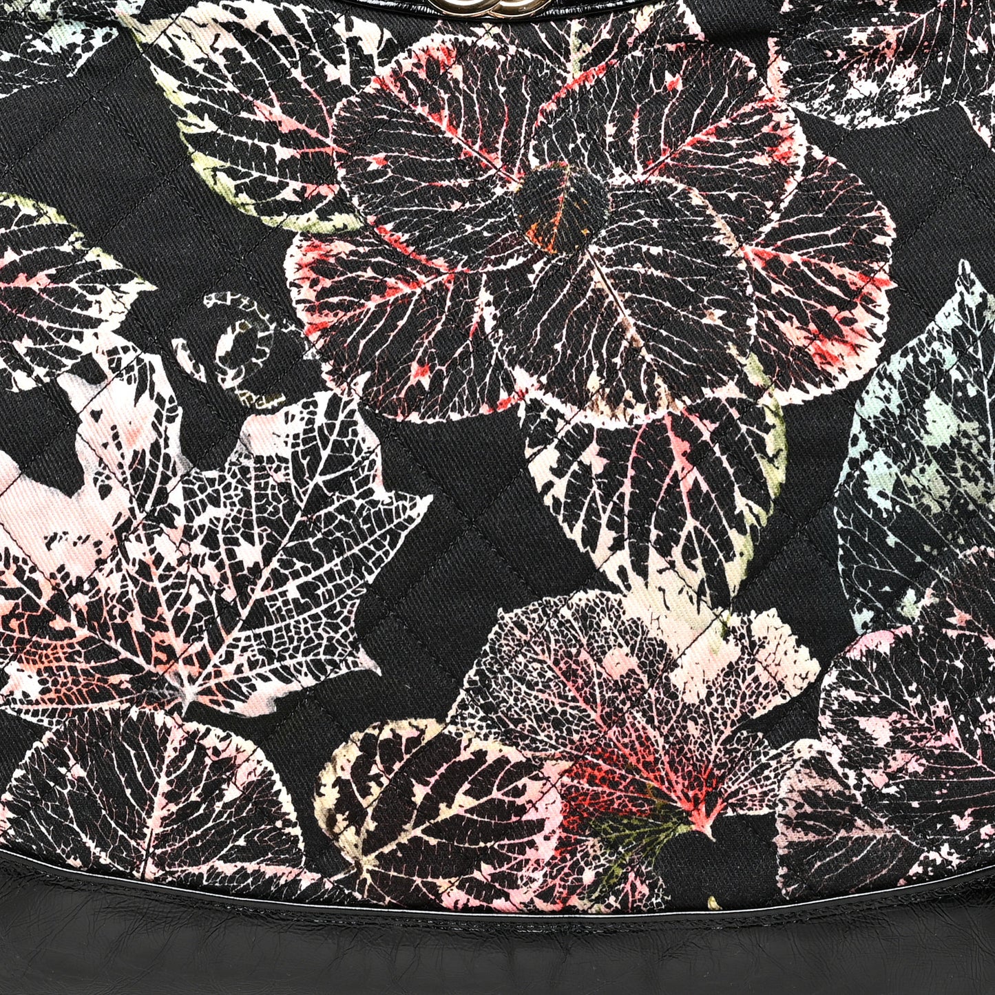 Patent Calfskin Canvas Printed Large 31 Shopping Bag Black