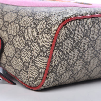 Gucci GG Supreme Monogram Web Bosco Patch Dome Backpack Beige Malva Hibiscus Red 9 of 10