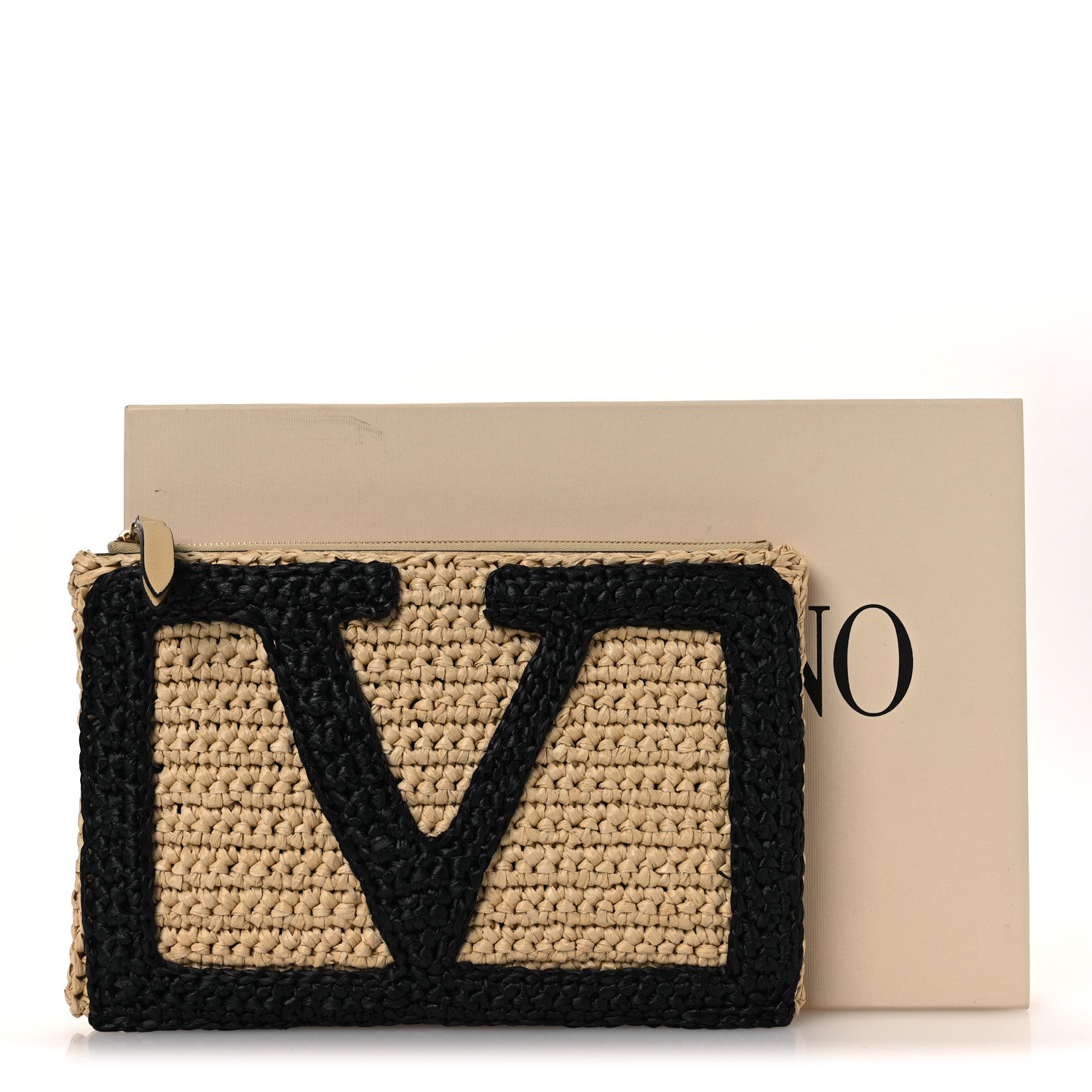 Valentino Garavani Raffia Viva Superstar Clutch Naturale Black 7 of 7