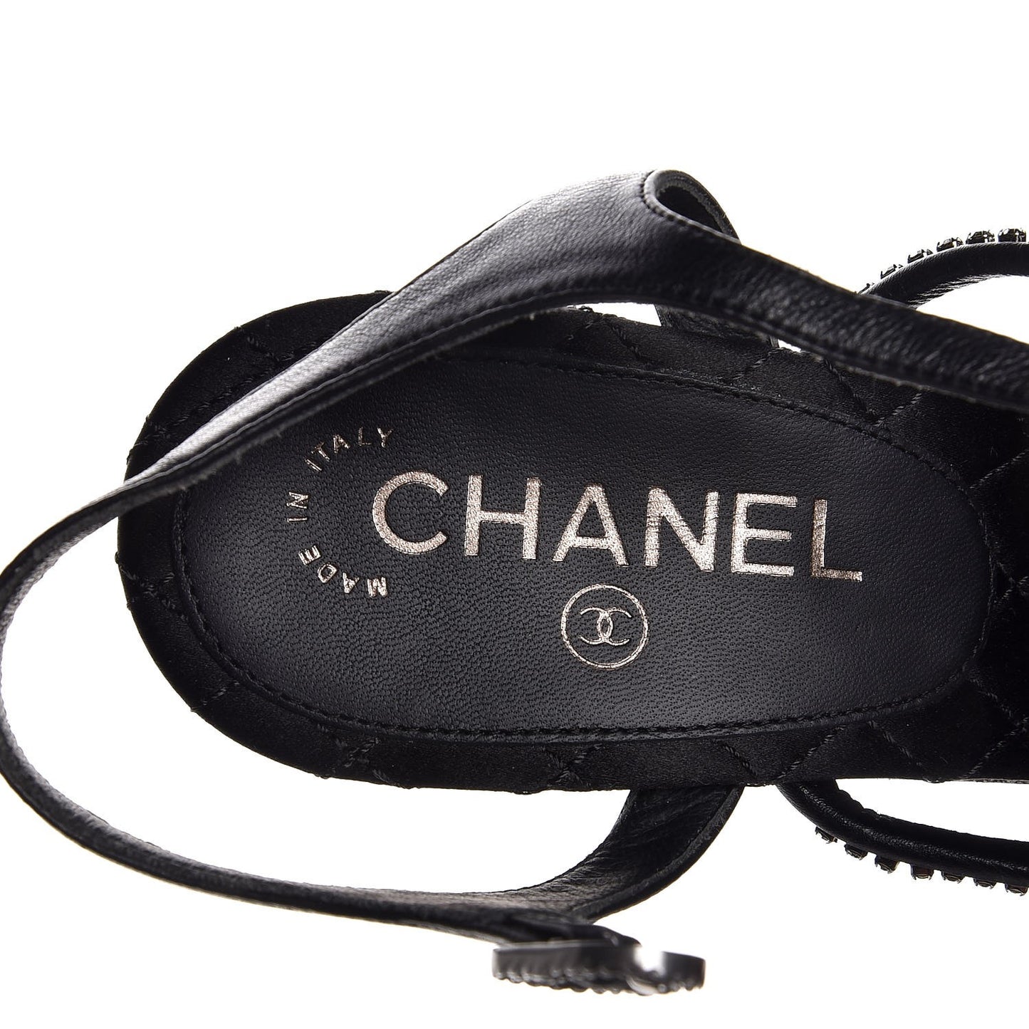 Calfskin Crystal Strappy Sandals 38.5 Black