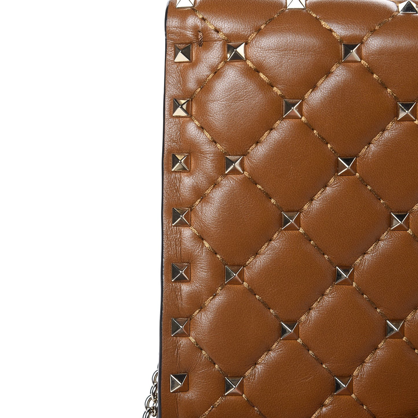 Nappa Rockstud Spike Wallet On Chain Bright Cognac