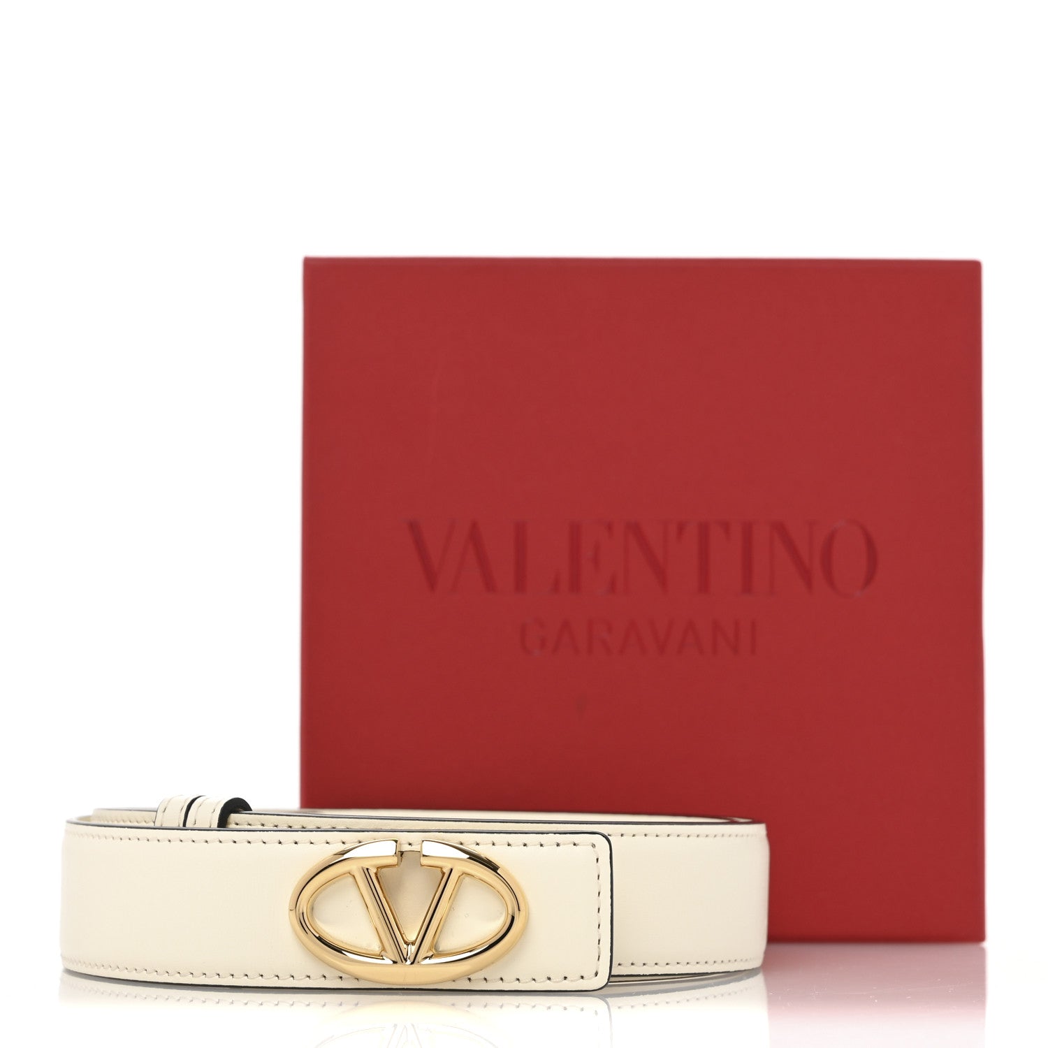 Valentino Garavani Calfskin VLogo The Bold Edition Belt 85 34 Light Ivory 6 of 6