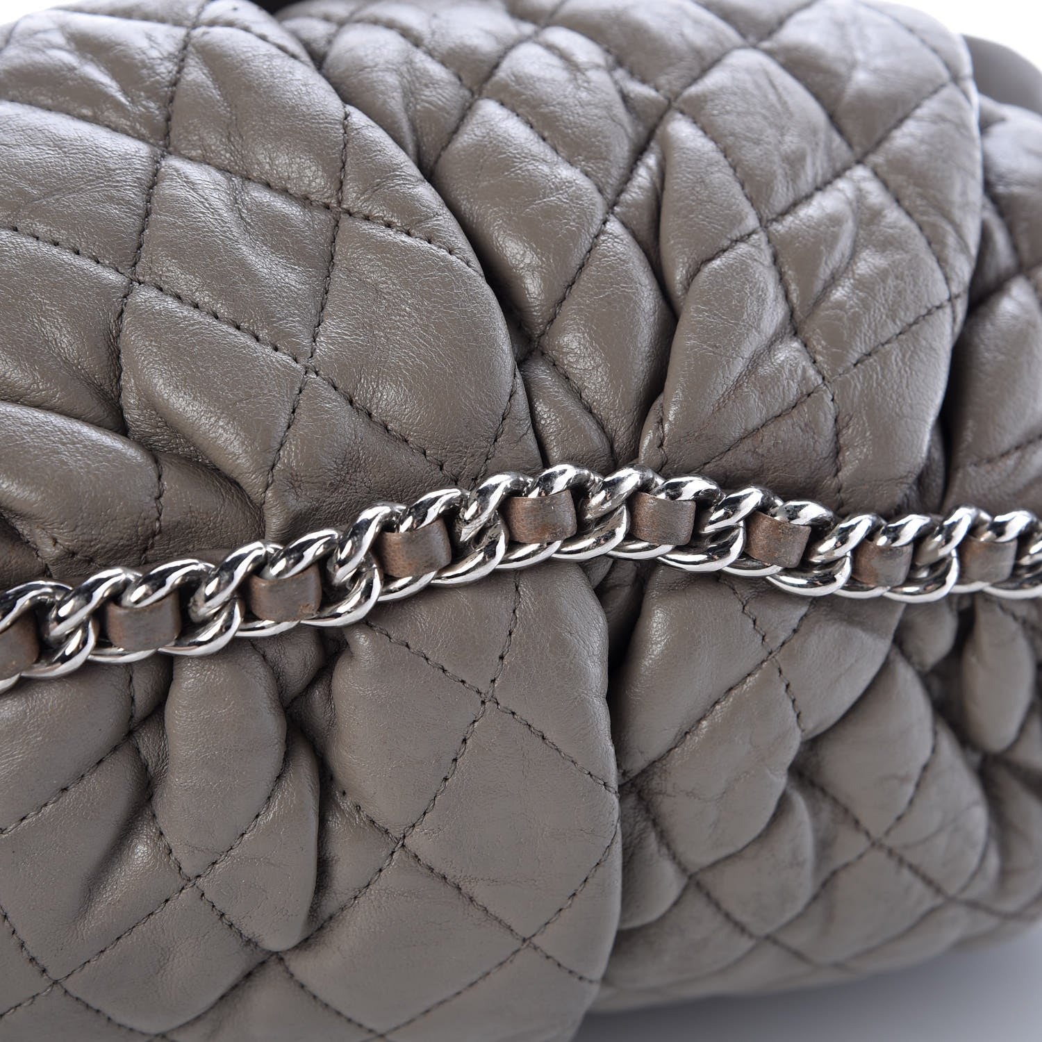 Chanel Washed Lambskin Quilted Large Chain Around Messenger Taupe 10 of 12