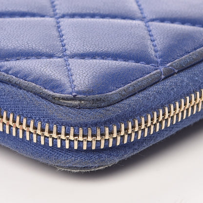 Chanel Lambskin Quilted Large Gusset Zip Around Wallet Blue 13 of 18