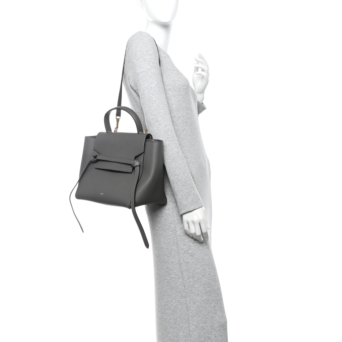 Grained Calfskin Mini Belt Bag Grey