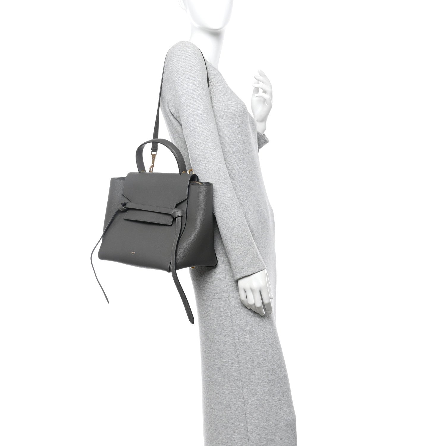 Celine Grained Calfskin Mini Belt Bag Grey 2 of 10