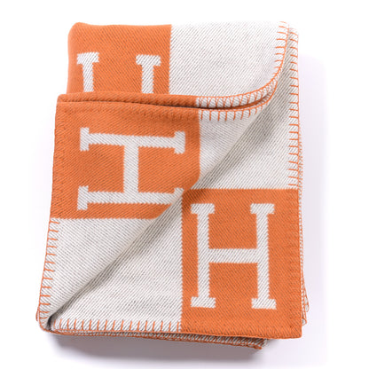 Hermes Wool Cashmere Avalon Blanket Ecru Potiron 2 of 3