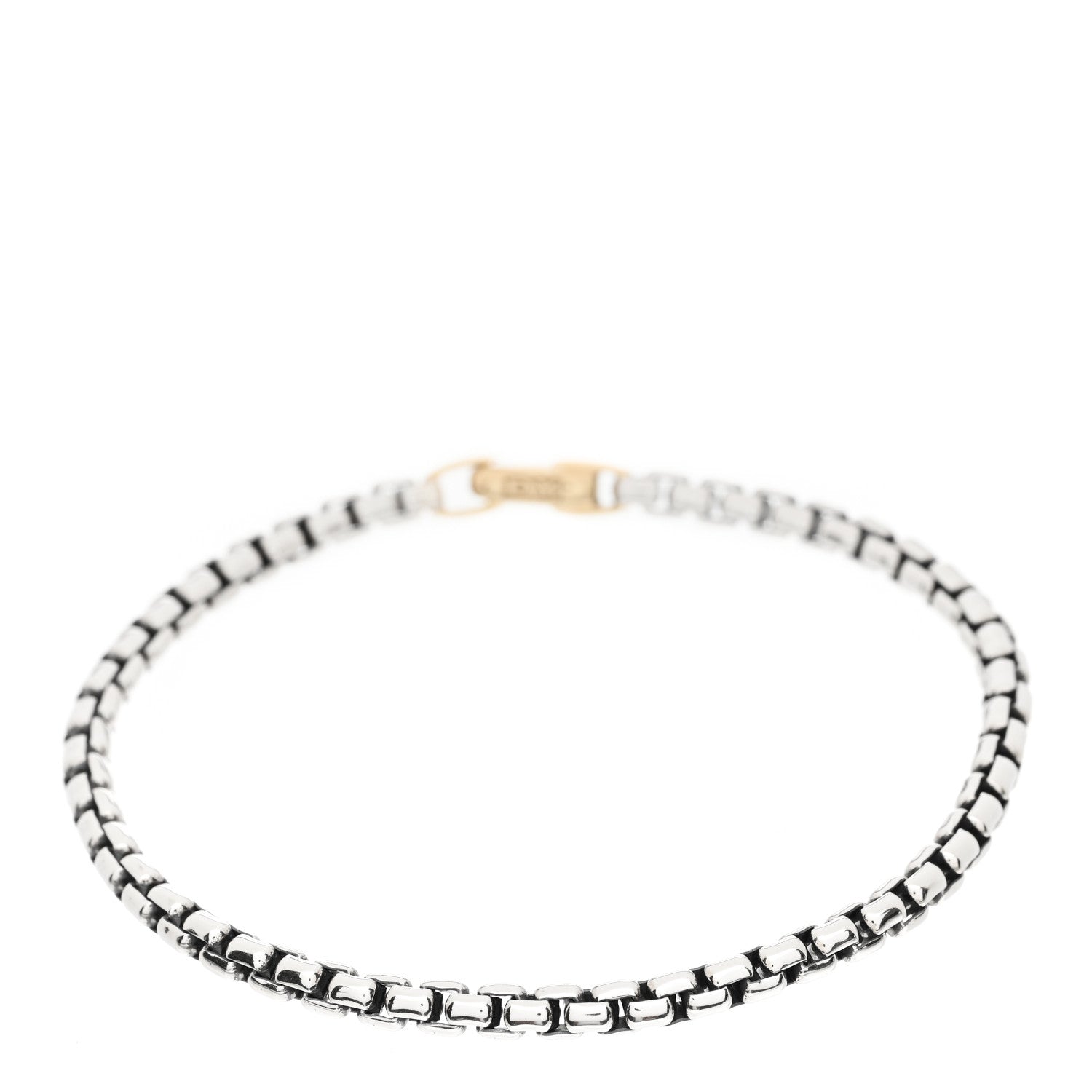 David Yurman Sterling Silver 14K Yellow Gold 4mm Bel Aire Chain Bracelet 1 of 4