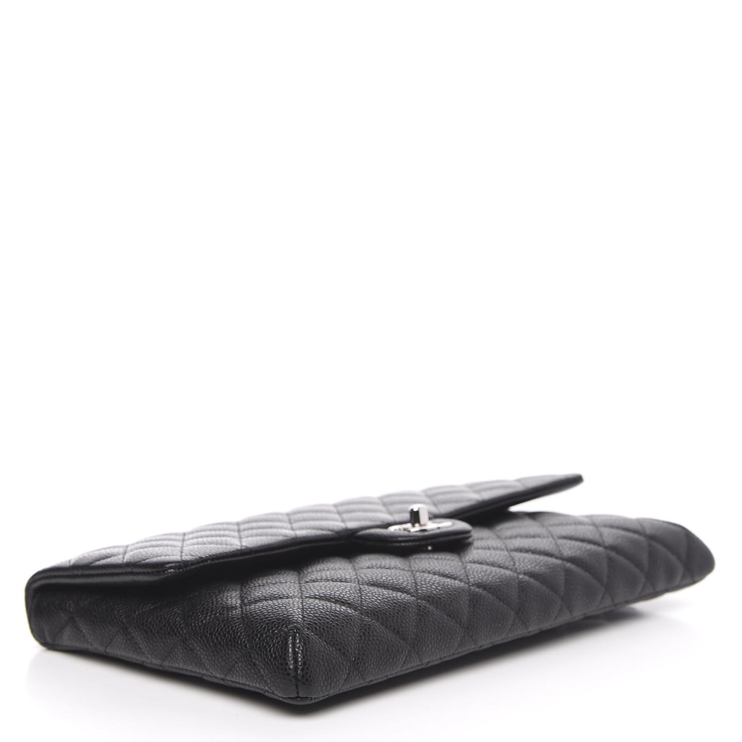 Caviar Quilted Flap Clutch Black