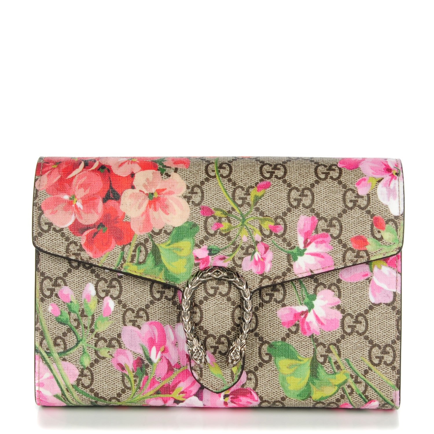 Gucci GG Supreme Monogram Blooms Mini Dionysus Chain Wallet Beige Multicolor Dry Rose 1 of 7