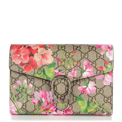 Gucci GG Supreme Monogram Blooms Mini Dionysus Chain Wallet Beige Multicolor Dry Rose 1 of 7