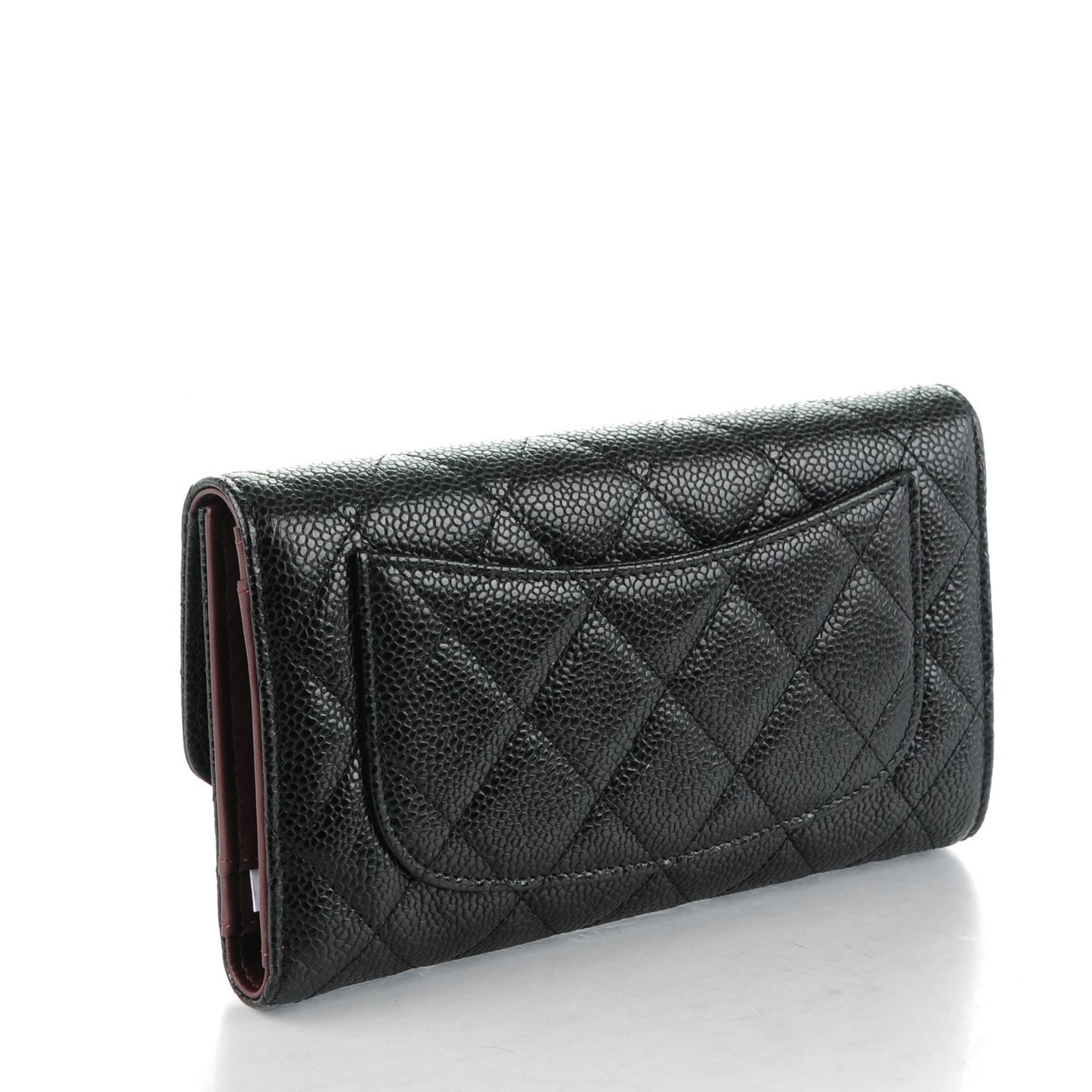 Caviar Quilted Large Flap Wallet Black