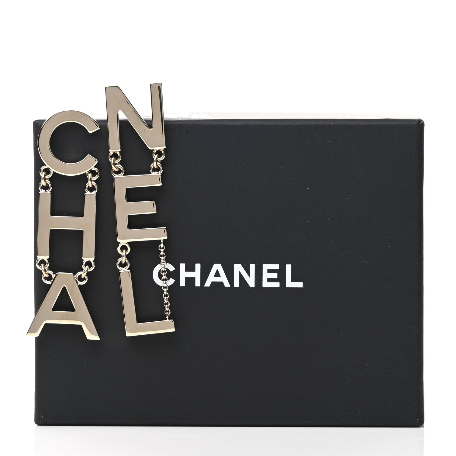 Chanel Metal Cha-Nel Logo Drop Earrings Gold 6 of 6