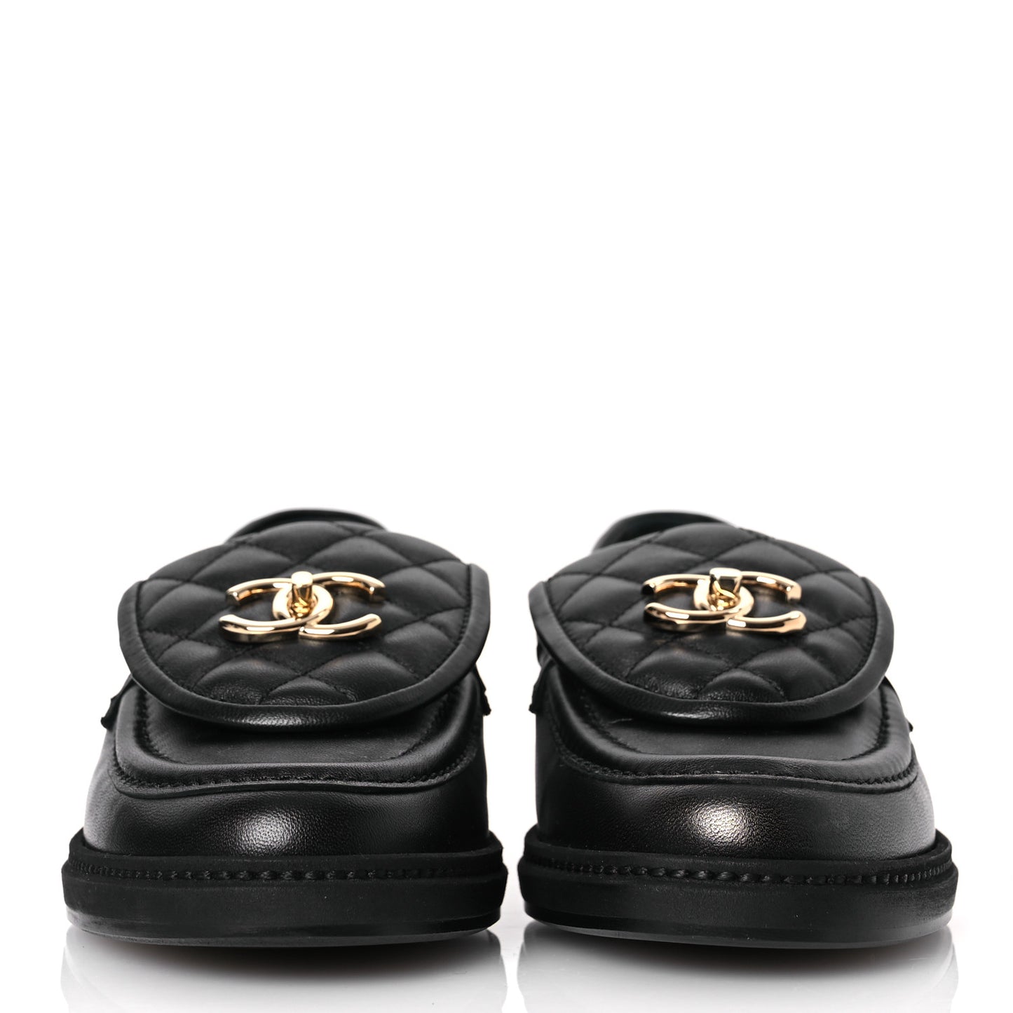 Lambskin Quilted CC Turnlock Loafers 37 Black