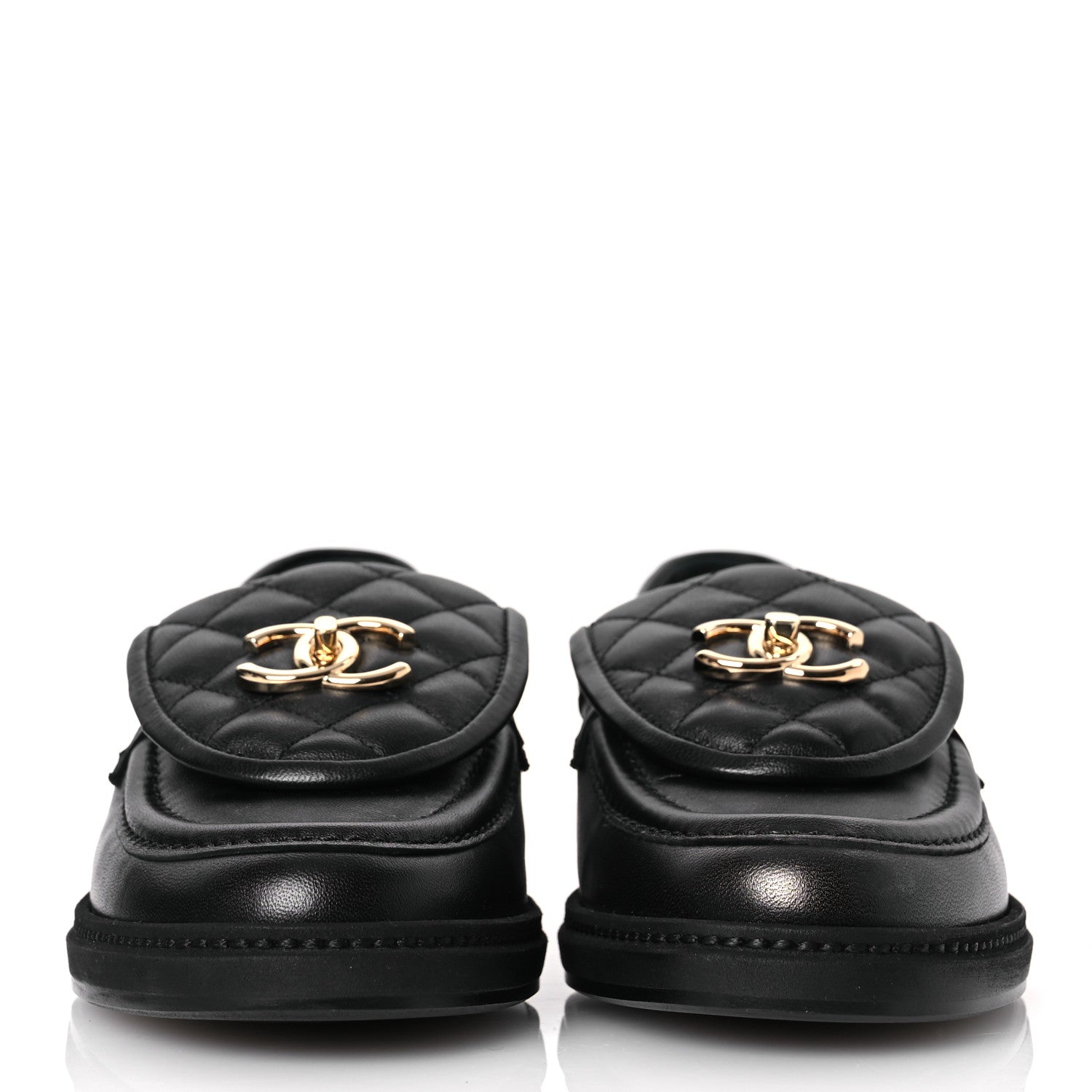 Chanel Lambskin Quilted CC Turnlock Loafers 37 Black 3 of 11