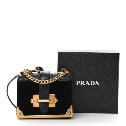Prada Velluto Crocodile Micro Cahier Bag Black 12 of 12