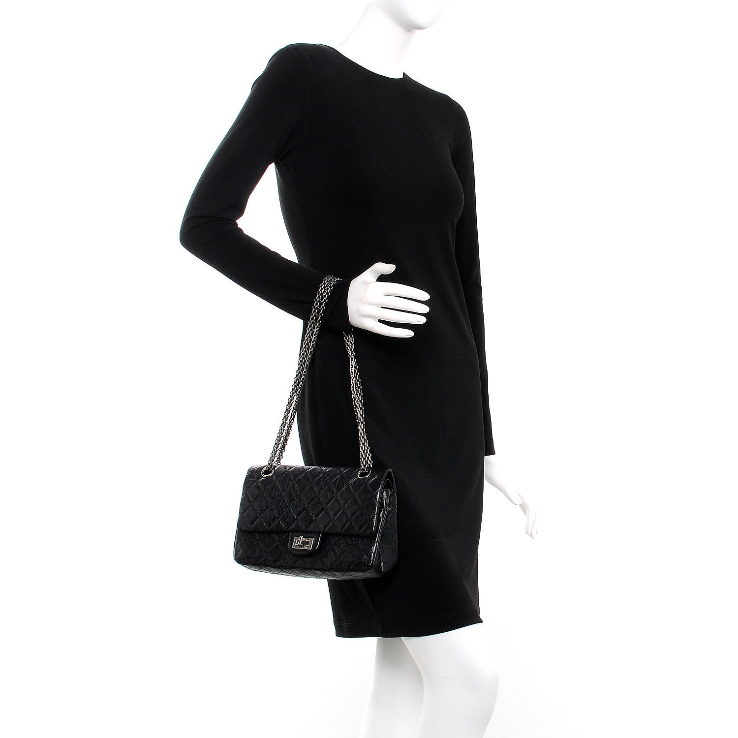 Chanel Aged Calfskin Quilted 2.55 Reissue 225 Flap Black 3 of 13