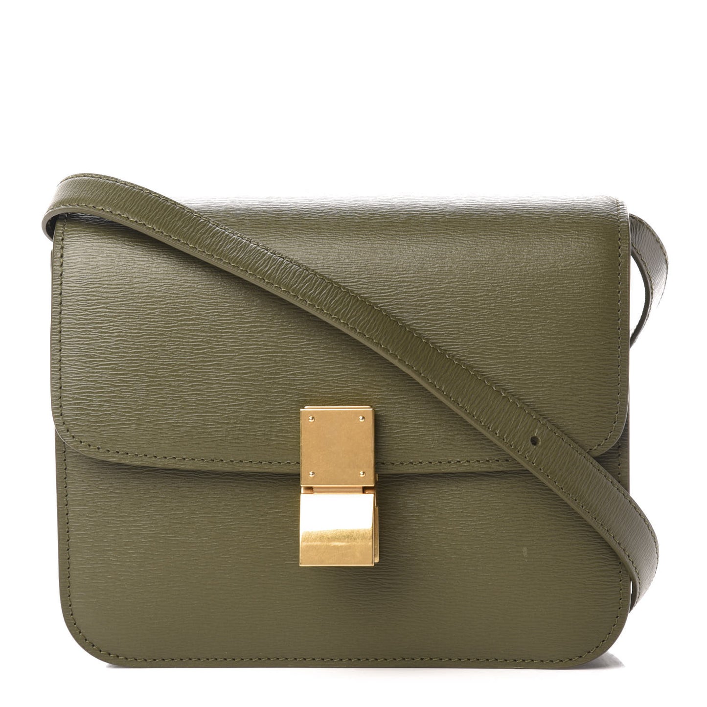 Liege Calfskin Teen Classic Box Flap Bag Dark Olive