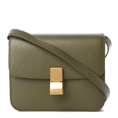 Celine Liege Calfskin Teen Classic Box Flap Bag Dark Olive 1 of 12