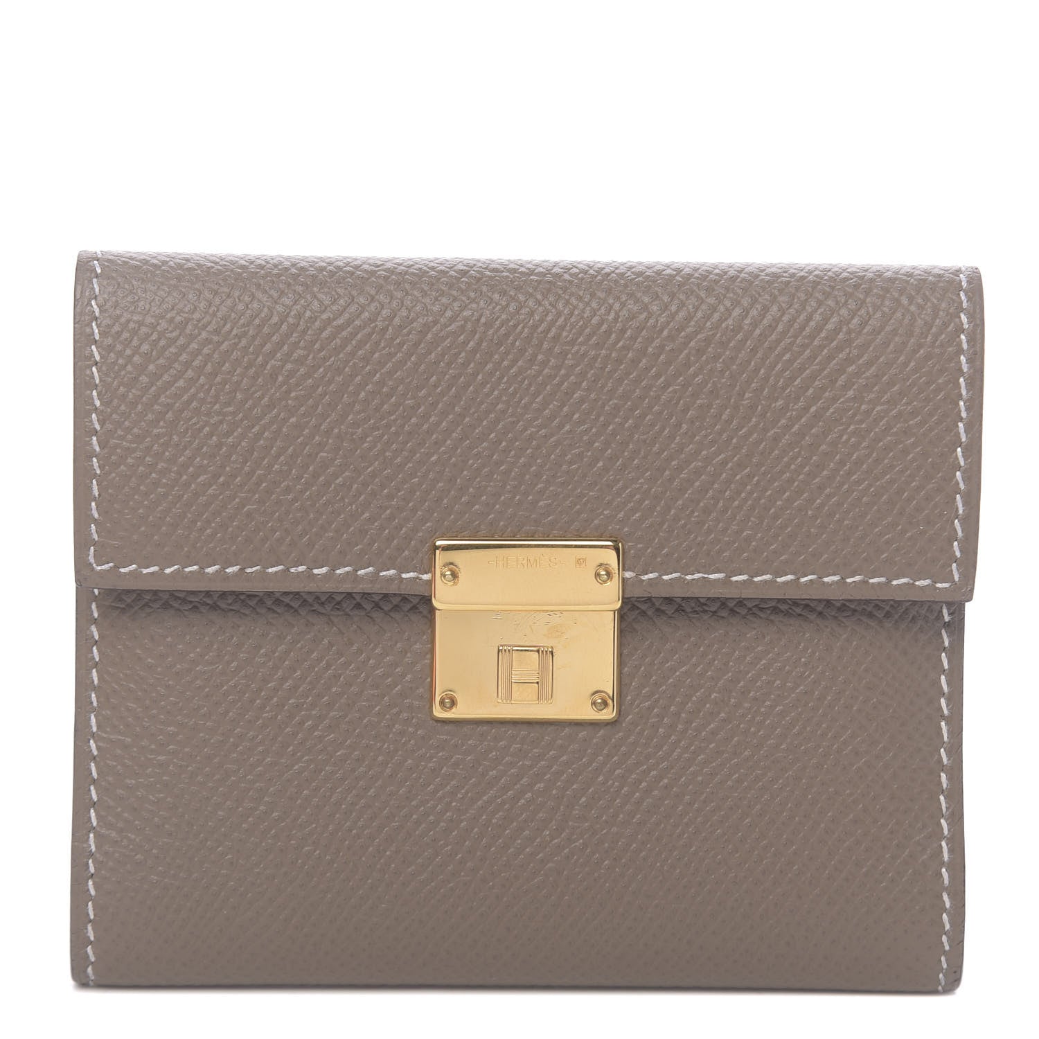 Hermes Epsom Clic Mini Card Holder Etoupe 1 of 8