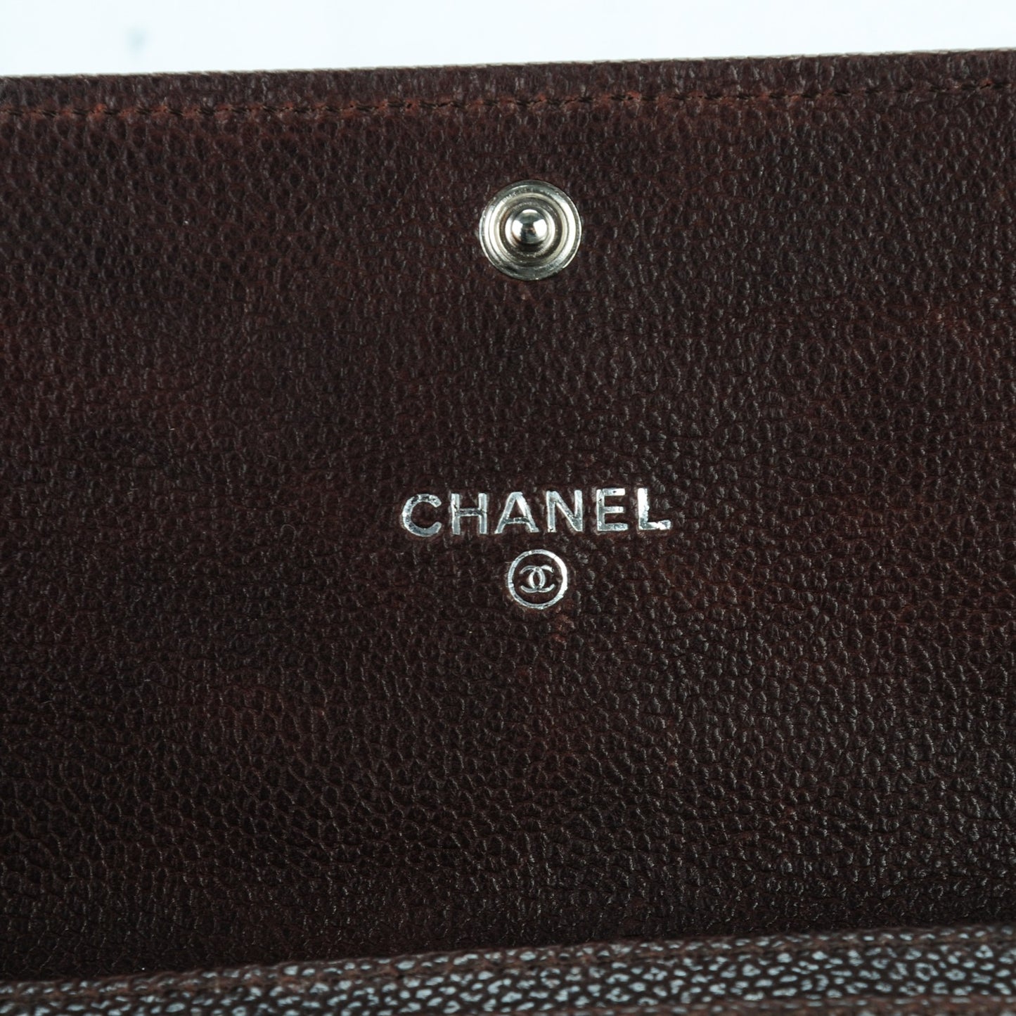 Caviar Small Flap Wallet Dark Brown