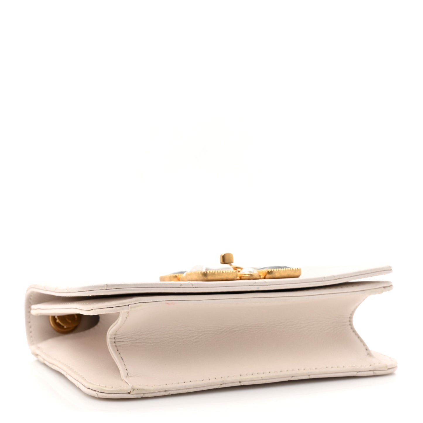 Calfskin Quilted Mini Bijoux Flap White