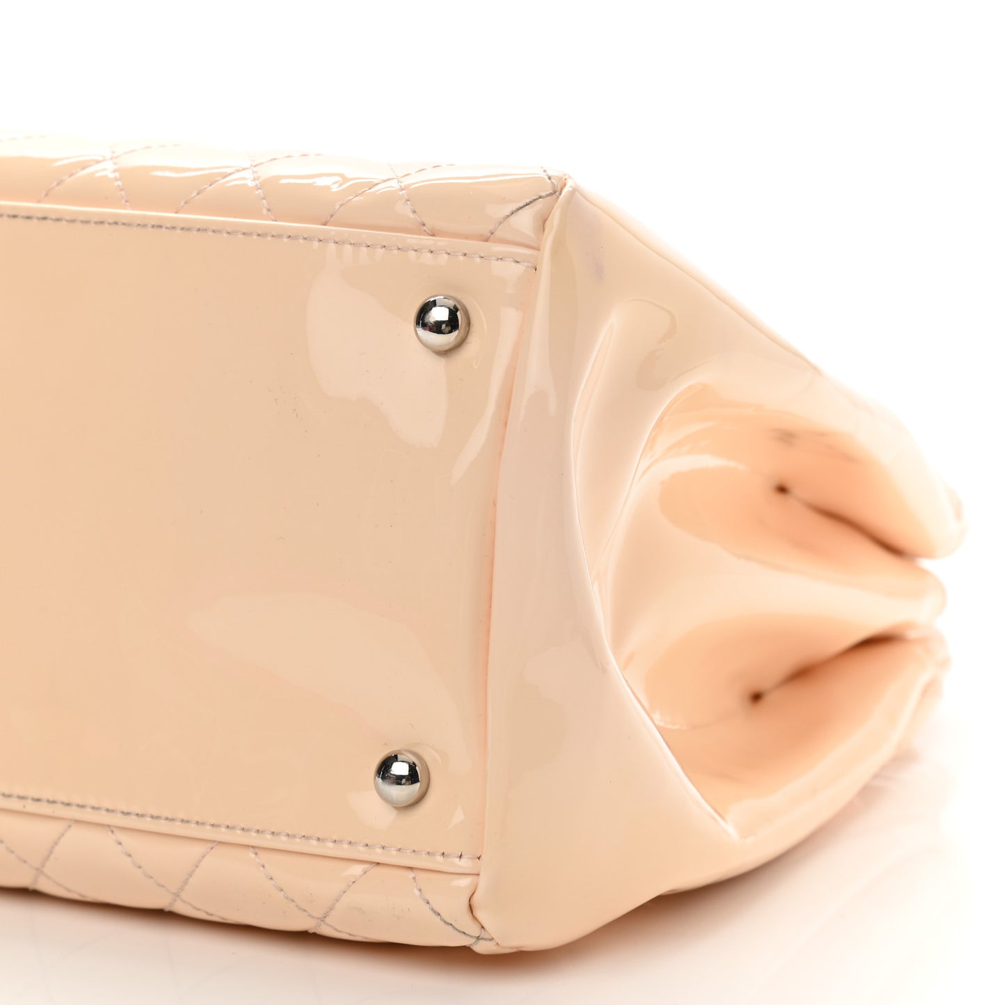 Patent Quilted Large Just Mademoiselle Bowling Bag Beige