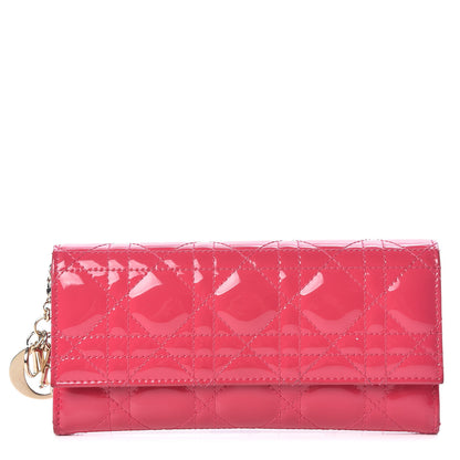 Christian Dior Patent Cannage Rendezvous Wallet Pink 1 of 13