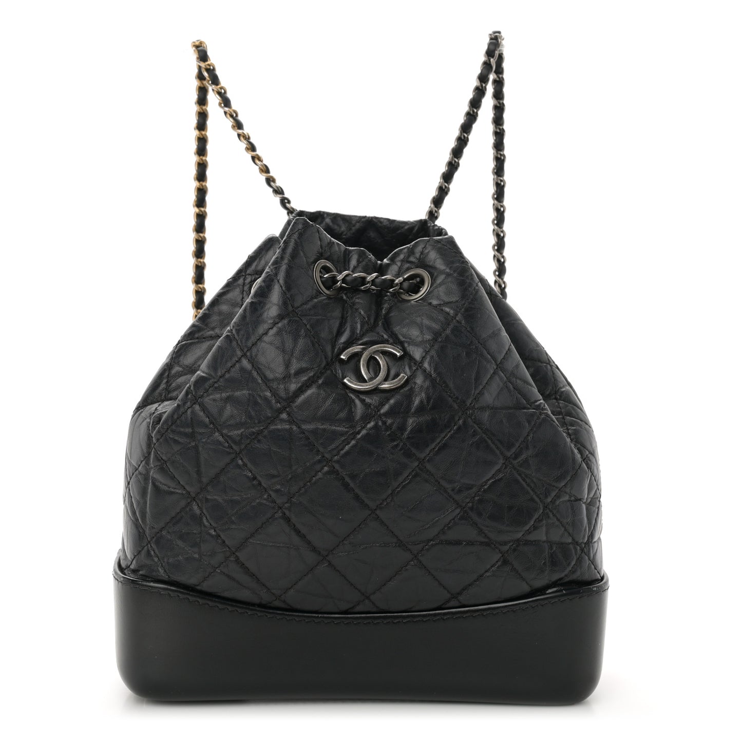 Aged Calfskin Quilted Small Gabrielle Backpack Black