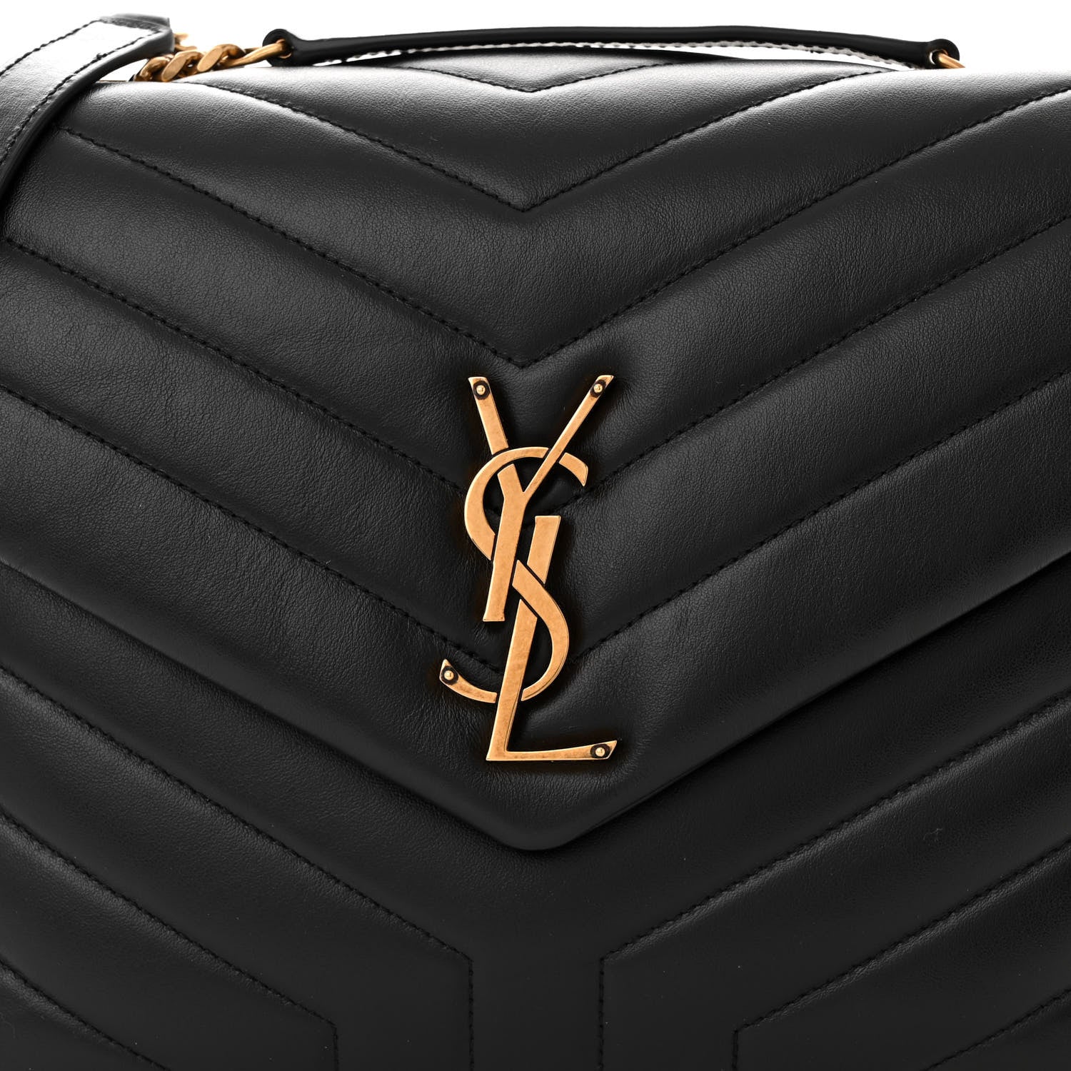 Saint Laurent Calfskin Y Quilted Monogram Medium Loulou Chain Satchel Black 7 of 9