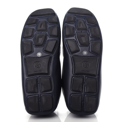 Gucci Velvety Calfskin Web Mens Noel Driver Loafers 10 Blue 6 of 12