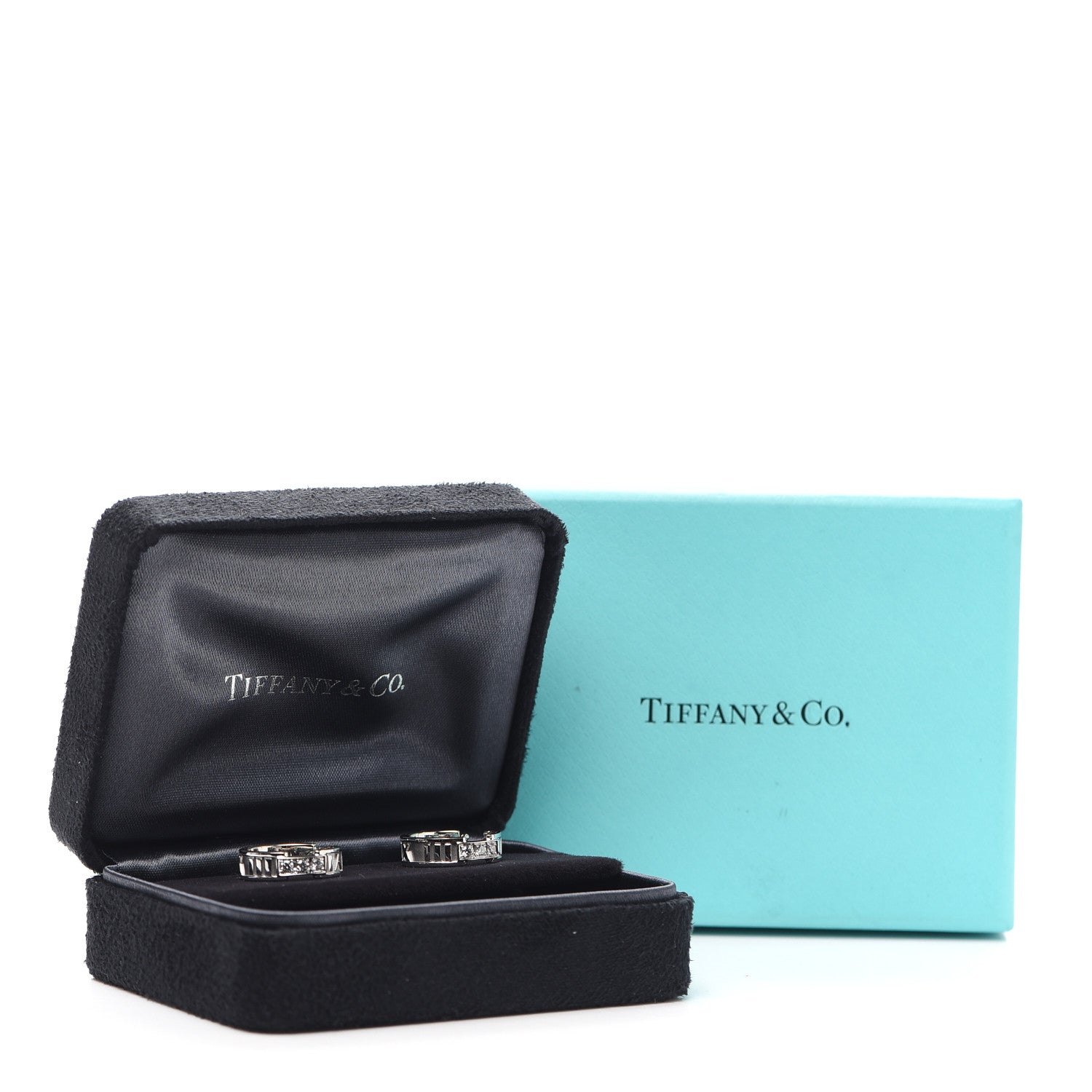 Tiffany 18K White Gold Diamond Atlas Hoop Earrings 6 of 6