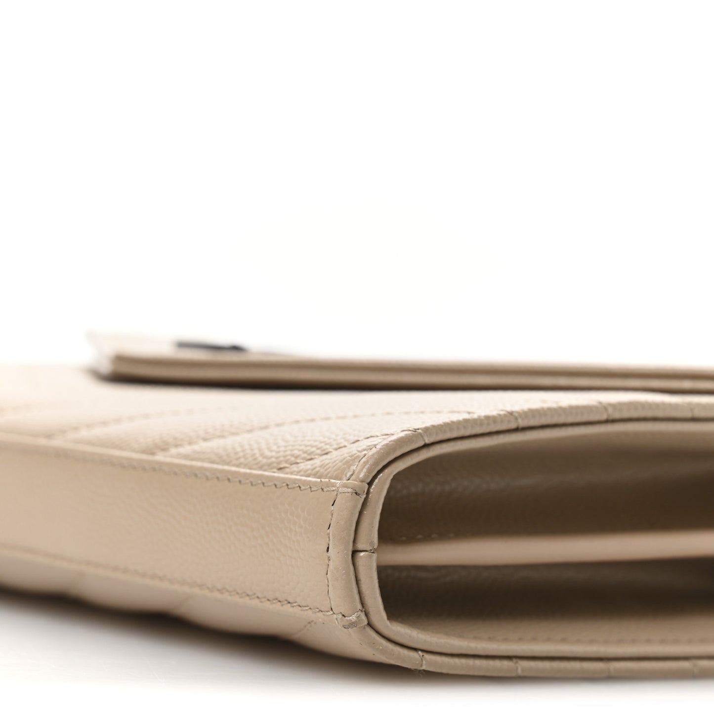Grain De Poudre Matelasse Chevron Monogram Chain Wallet Dark Beige