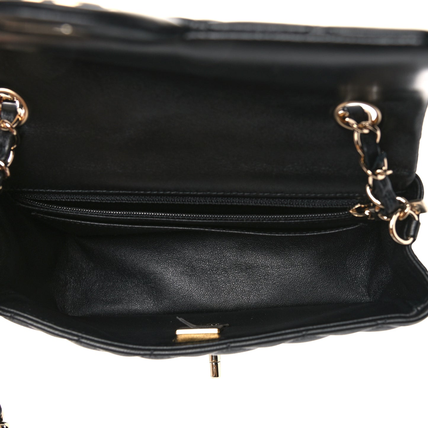 Lambskin Quilted Mini Rectangular Flap Black
