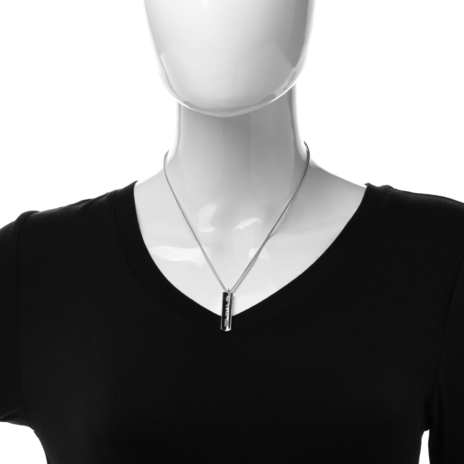 Tiffany Sterling Silver 1837 Bar Pendant Necklace 2 of 6