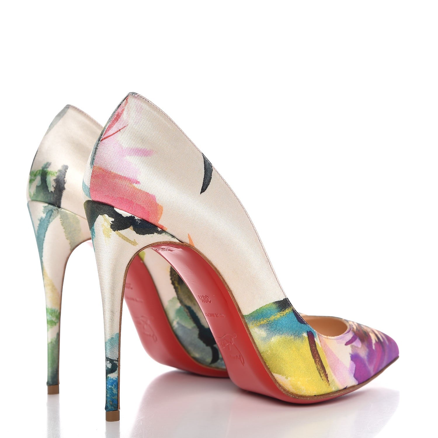 Christian Louboutin Satin Maxi Fiori Pigalle Follies 100 Pumps 38.5 Multicolor 4 of 9