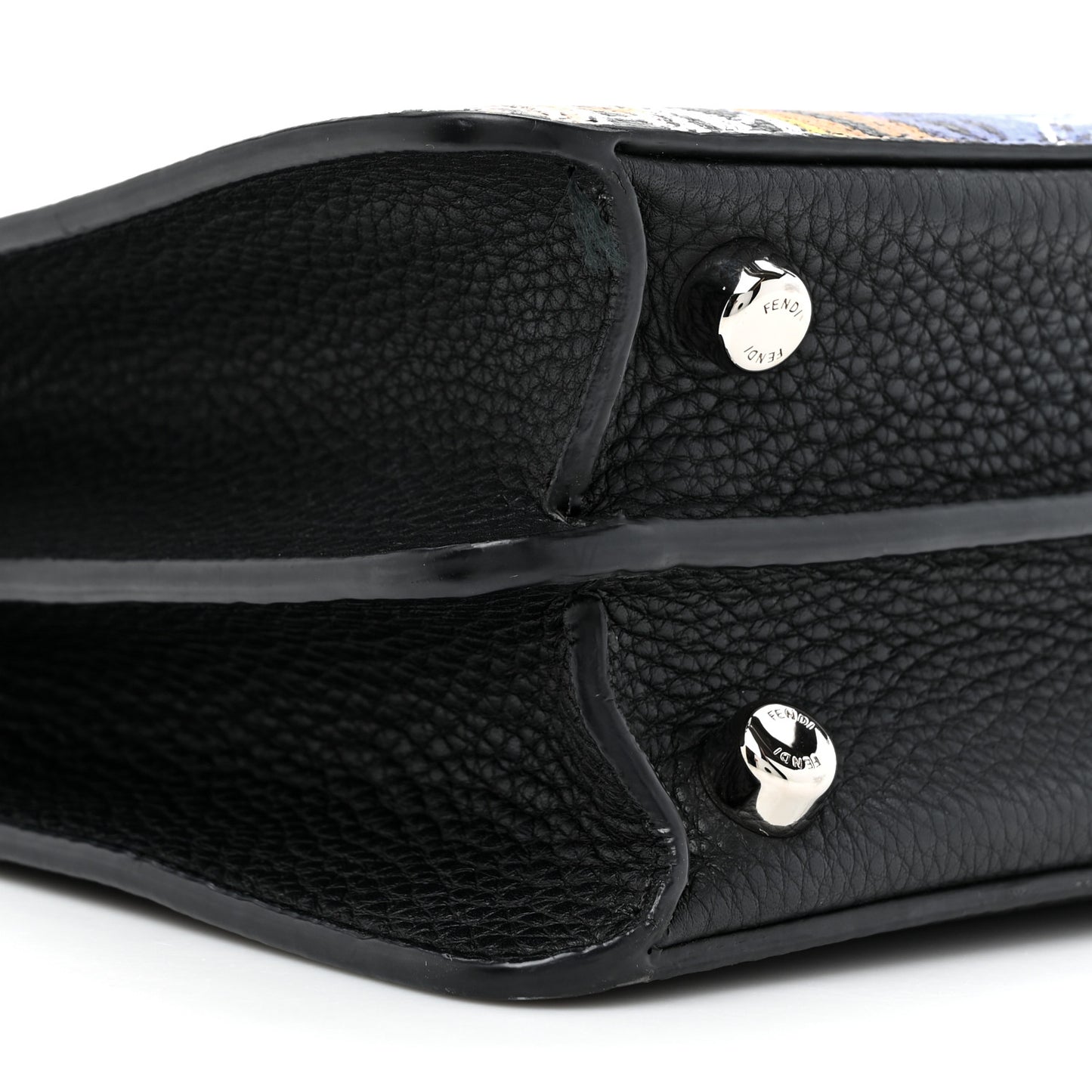 X NOEL FIELDING Cuoio Romano Painted Mini Peekaboo I SEE U Satchel Black Multicolor