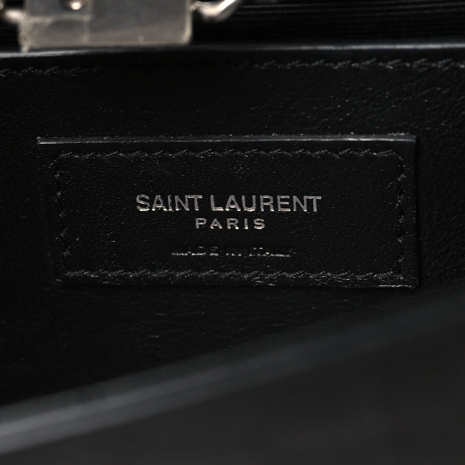 Saint Laurent Calfskin Crocodile Embossed Small Classic Monogram Kate Tassel Satchel Black 6 of 9