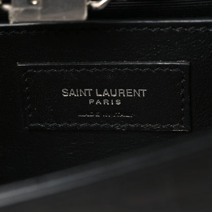 Saint Laurent Calfskin Crocodile Embossed Small Classic Monogram Kate Tassel Satchel Black 6 of 9