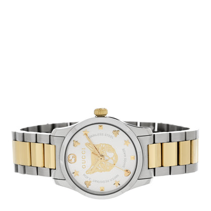 Gucci Stainless Steel 27mm G-Timeless Two Tone Cat Quartz Watch 2 of 4