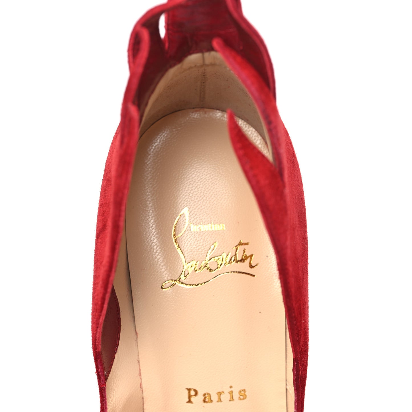CHRISTIAN LOUBOUTIN Suede Victorina 100 Pumps 37 Carmin